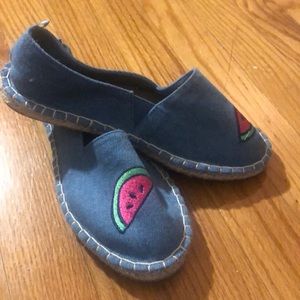 Jean watermelon slip ons